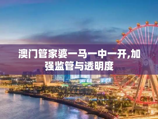澳门管家婆一马一中一开,加强监管与透明度