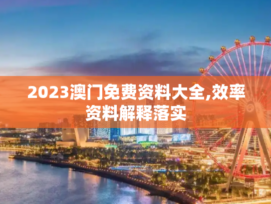 2023澳门免费资料大全,效率资料解释落实