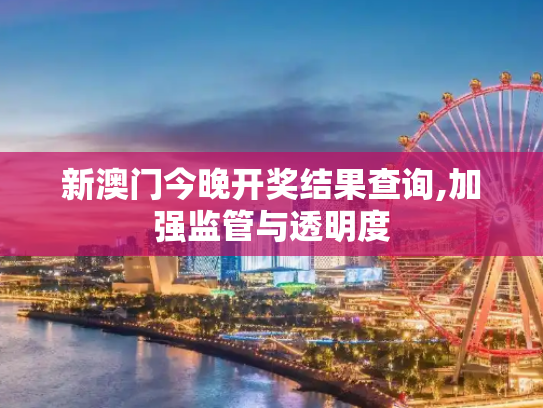 新澳门今晚开奖结果查询,加强监管与透明度