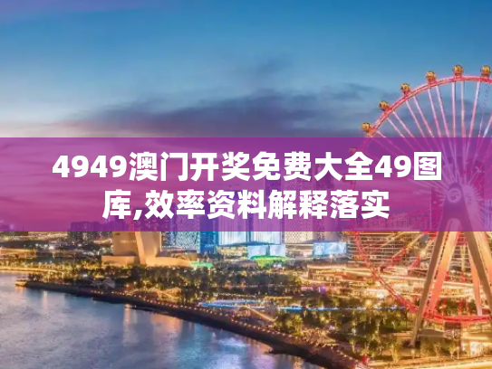 4949澳门开奖免费大全49图库,效率资料解释落实